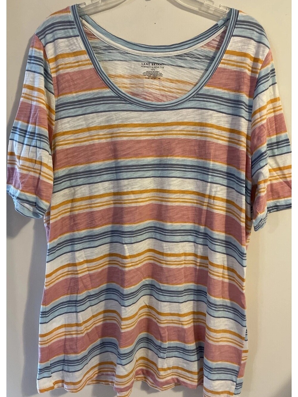 Lane Bryant Womens Size 14/16 Striped Short Sleeved Tunic Style Shirt! A2406